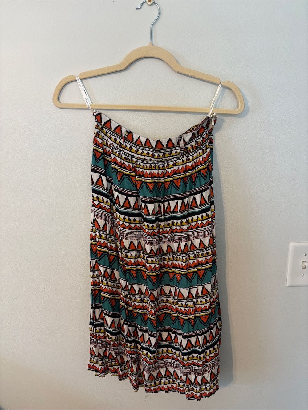 Boho Tribal Print Midi Skirt - Multicolor